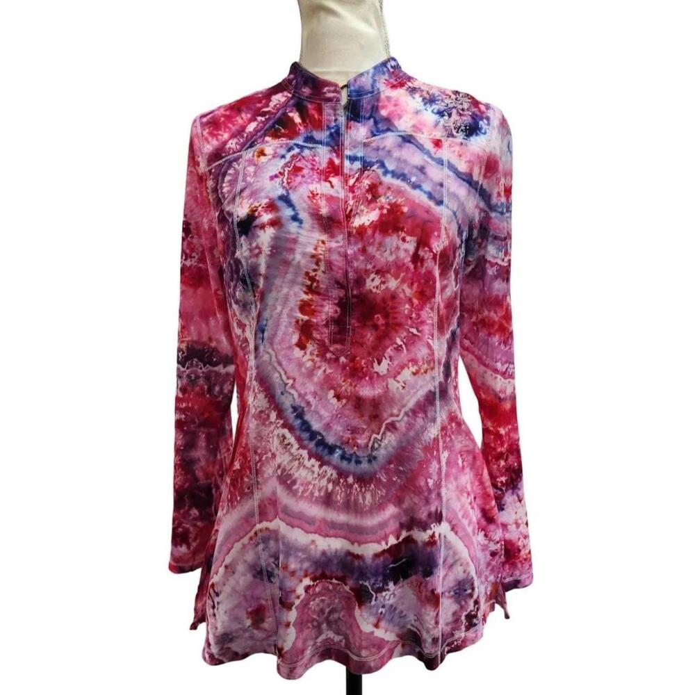 DKNY Jeans. Y2K, Reworked Ice Tie-Dyed Tunic Top.Size: S